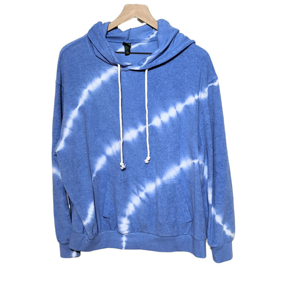 Wild Fable S Blue White Tie Dye French Terry Hoodie Hooded Sweatshirt Pocket - Picture 1 of 5